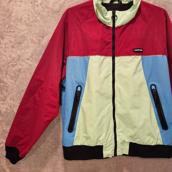Lands End Jacket Mens Large colorful retro hipster wind breaker beachy coastal - Picture 15 of 16